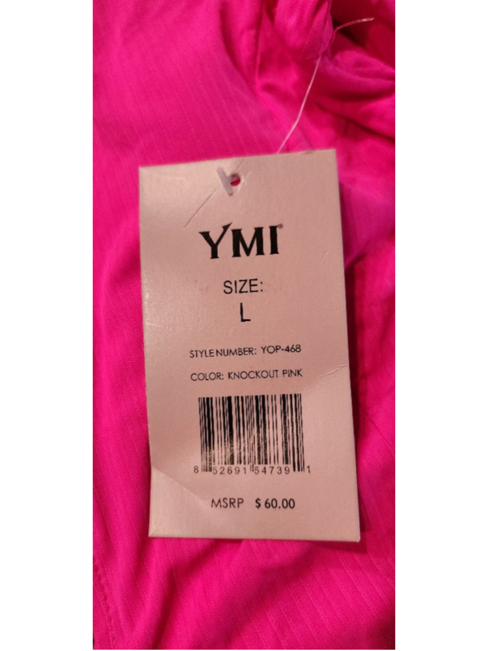 NWT YMI Knockout Pink Long Sleeve One Piece Swimsuit Black Zip Front Women’s L - Picture 5 of 9